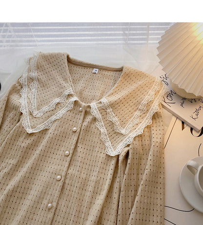 Baby collar design shirt Lace Long Sleeve Top  6336