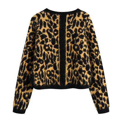 Vintage animal jacquard sweater knitted coat  7350