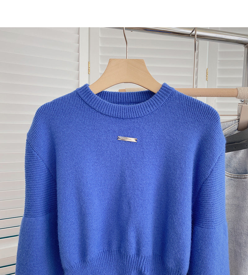 Niche design personalized split thin long sleeve top 6168