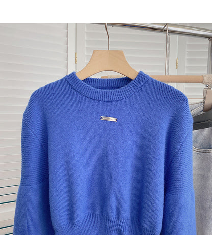 Niche design personalized split thin long sleeve top 6168