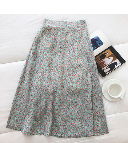 New small floral skirt Korean version slim high waist popular skirt  5686