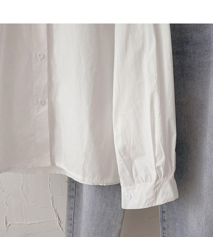 Lace Baby collar shirt Korean version thin and foreign style single breasted top  6435