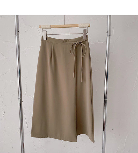 Korean minority design bandage high waist hanging skirt  5829