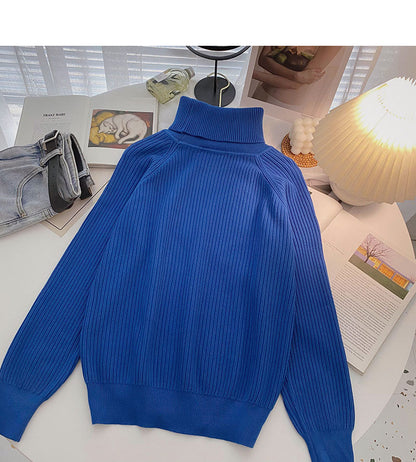Knitted sweater women's Retro simple high neck Pullover long sleeve top  6662