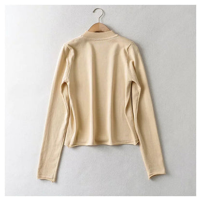 Versatile sweet half high collar bottomed sweater top  7438
