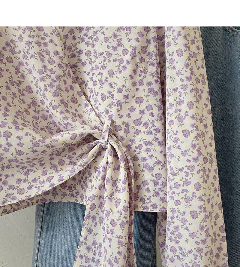 French Square Neck Long Sleeve Shirt shows thin and fashionable top  6437