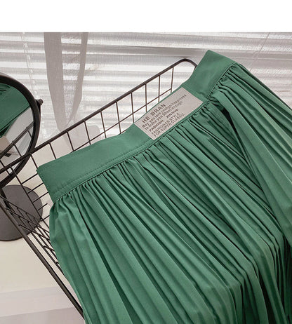 Korean version vertical pleats show thin temperament casual A-line skirt  5697