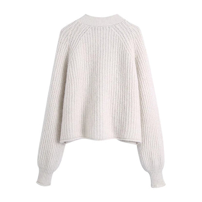 French loose casual spike knit cardigan sweater coat  7382