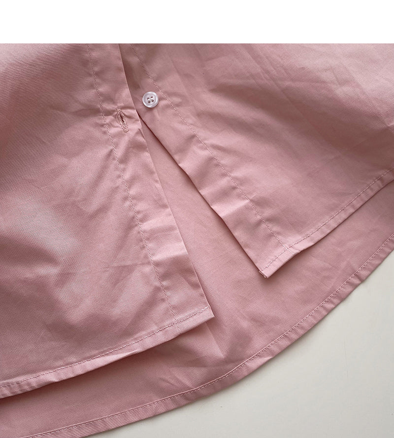 Long sleeve solid color shirt basic loose cardigan top  6423