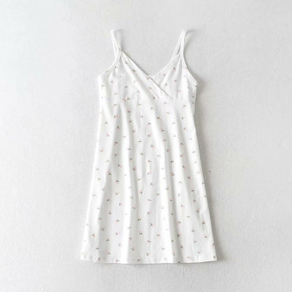 French retro pastoral flower girl slim suspender skirt  7027
