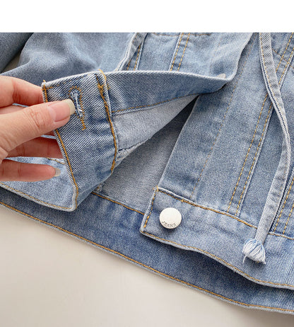 Denim Hooded Jacket Women's loose long sleeved top  6214
