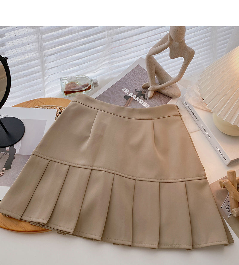 Ruffle panel design for age reducing high waist A-line skirt  5635