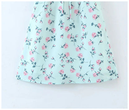 French retro Court Style Floral Skirt shows thin waist  7150