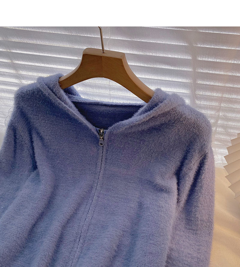 Korean Short foreign style versatile hooded long sleeve top  5859
