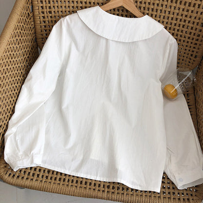 Old age literary style long sleeved shirt  6233