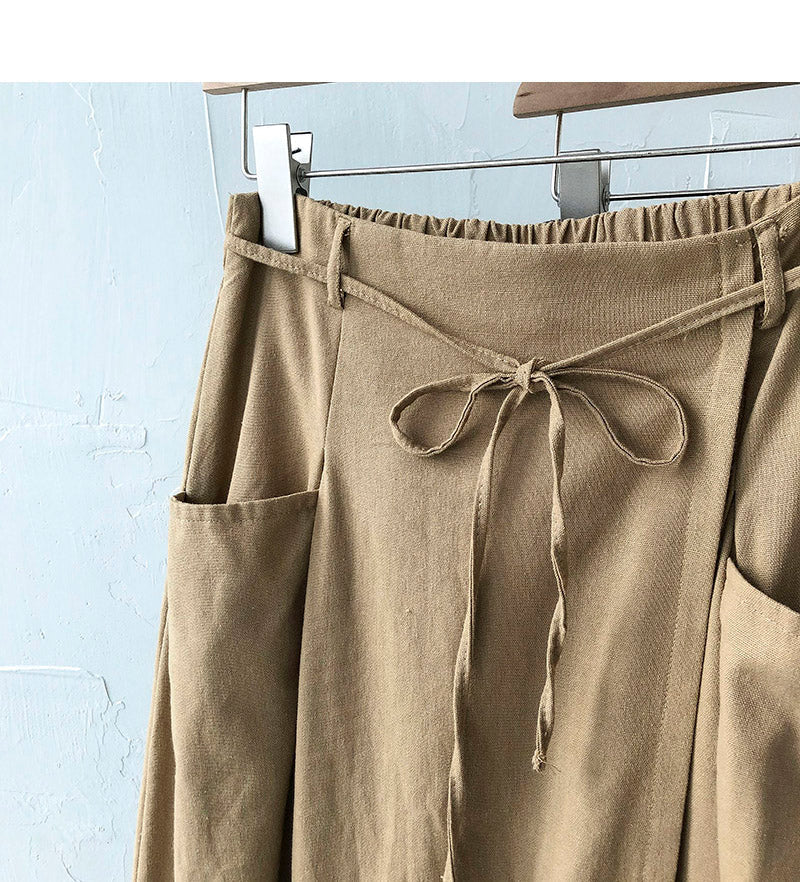New Korean high waist bandage design medium length skirt  5682
