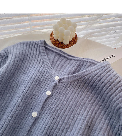 Knitwear women's casual versatile V-Neck long sleeve top cardigan  6554