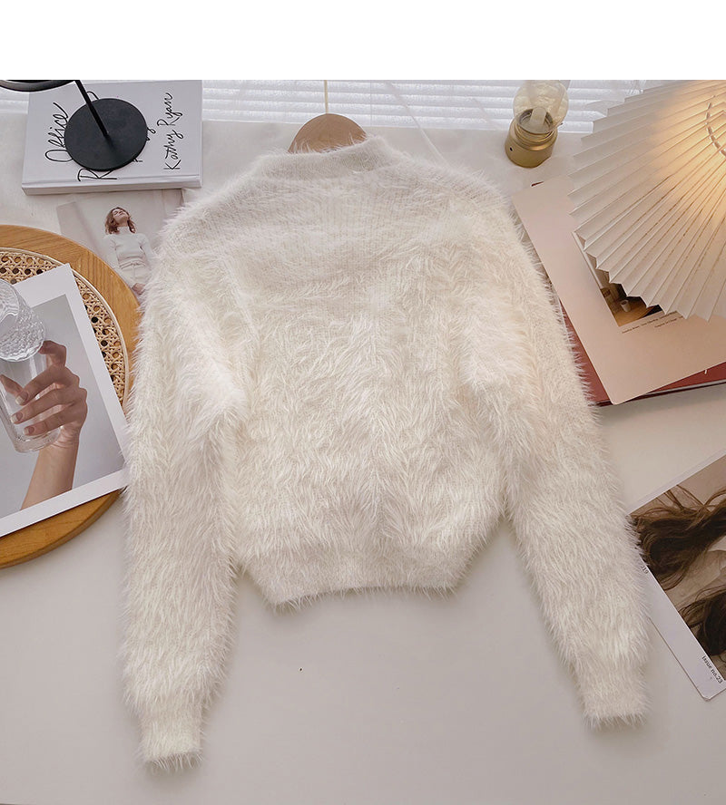 Korean soft waxy lazy and versatile long sleeve Pullover Top  5952