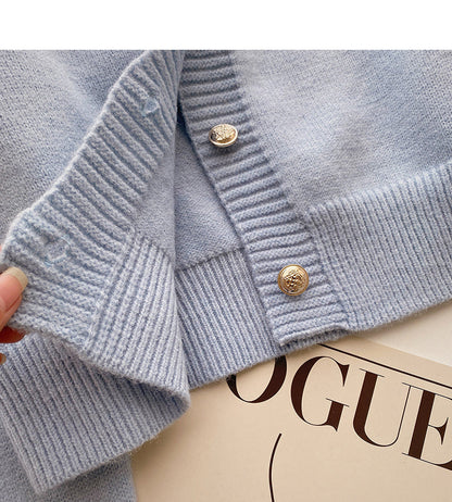 Vintage French short knit cardigan design long sleeve top  6668