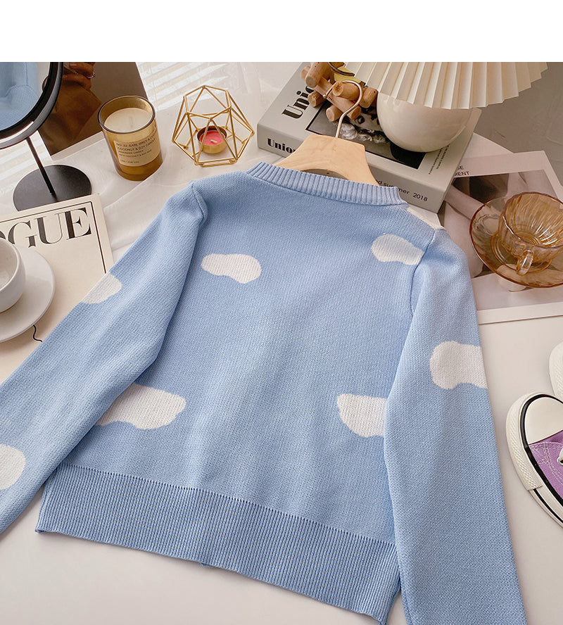 Design contrast color long sleeve knitted cardigan  6612