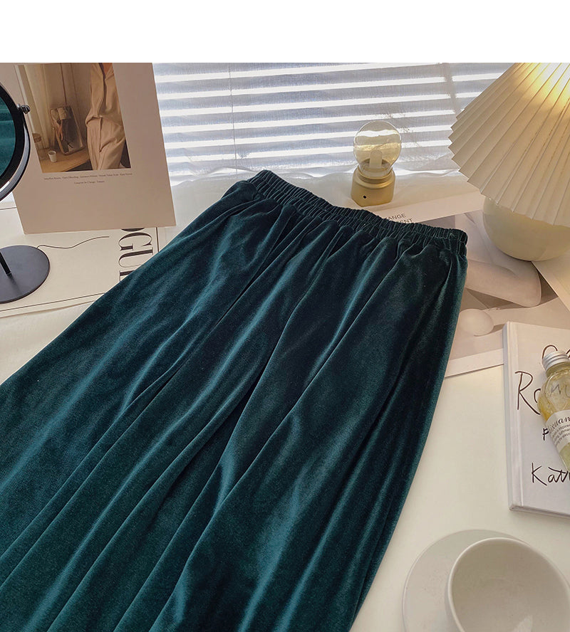 Korean slim and versatile comfortable high waist A-line skirt  5743