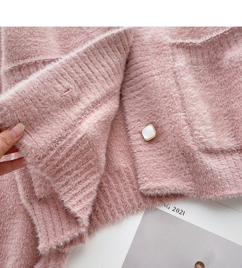 Loose design imitation mink coat cardigan  6073