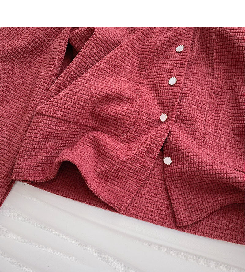 Korean style casual solid color single breasted long sleeve top  6341