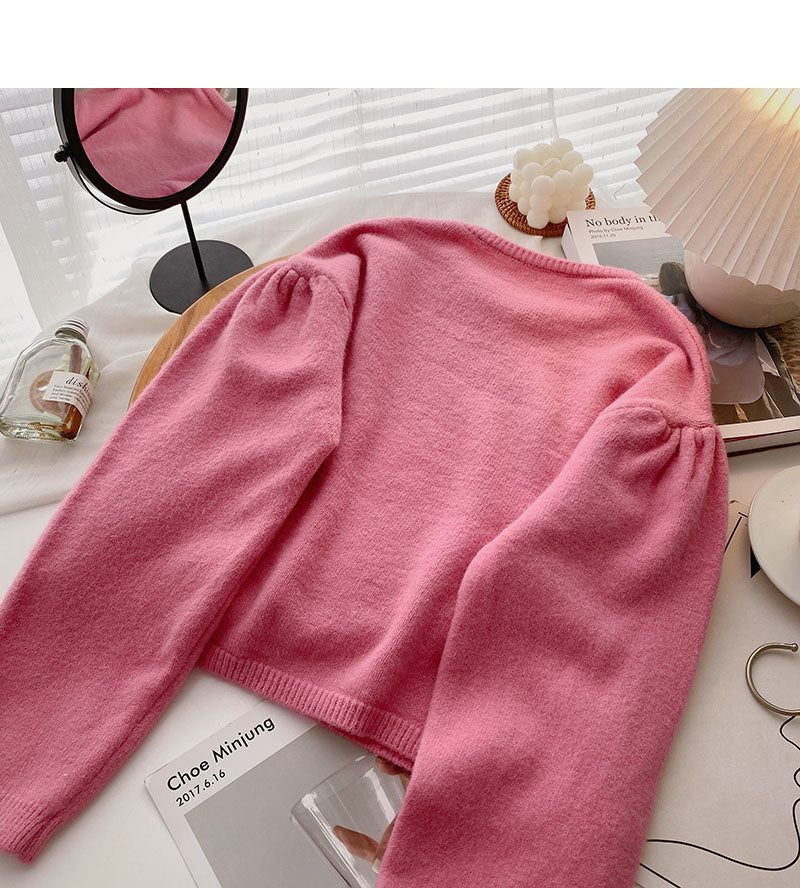 Vintage Design nail bead crew neck loose sweater fashion  6579
