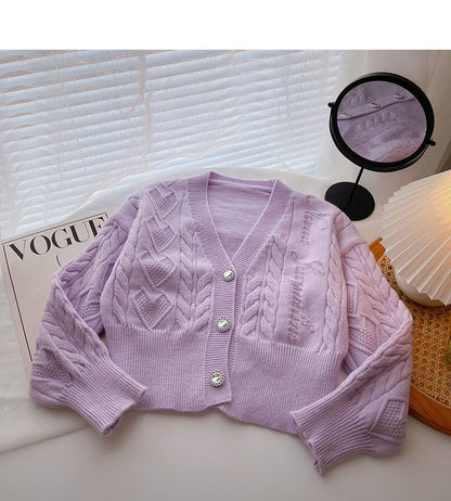Korean version sweet temperament V-Neck long sleeve sweater  5850