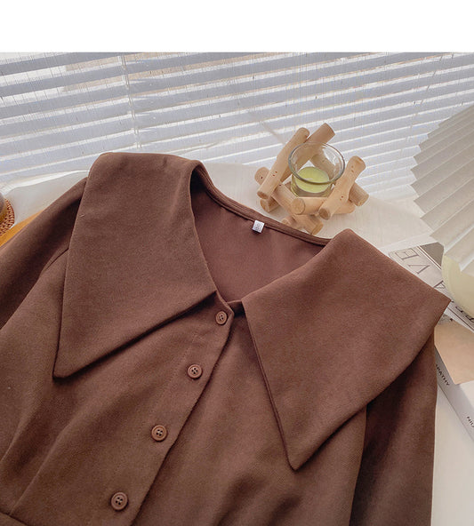 Doll collar long sleeve shirt Korean version is thin and versatile  6348