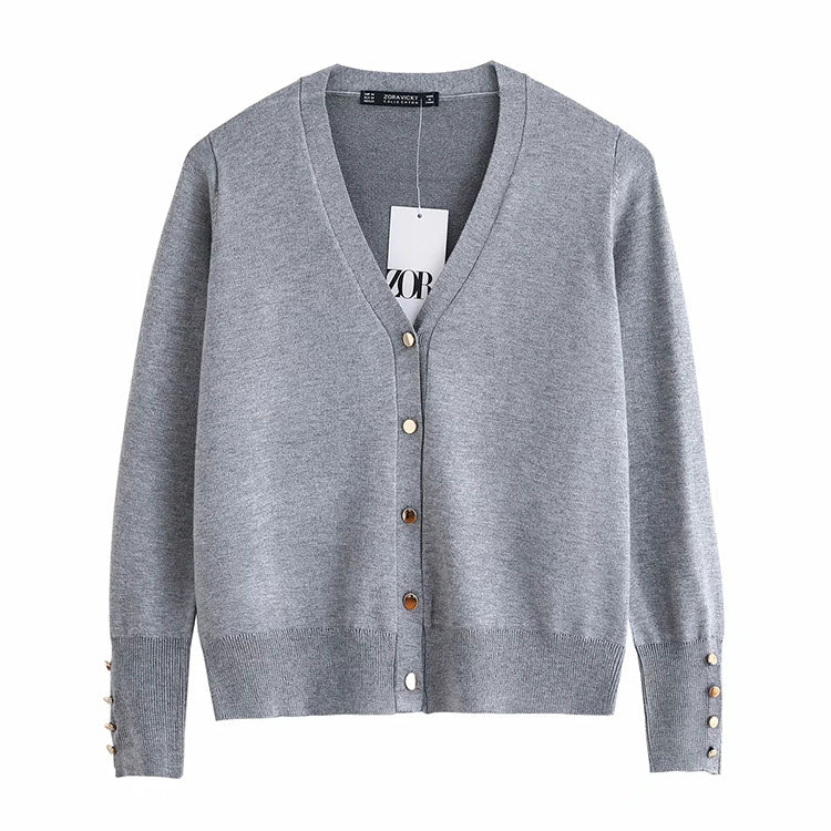 Slim button cardigan sweater with jacket  7215