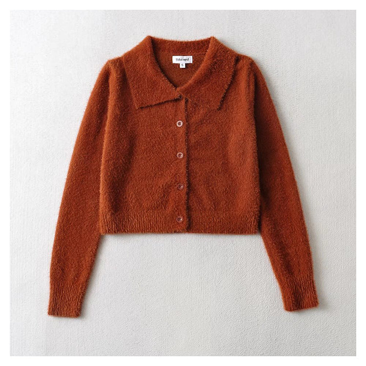 Vintage high waist navel top cardigan sweater  7168