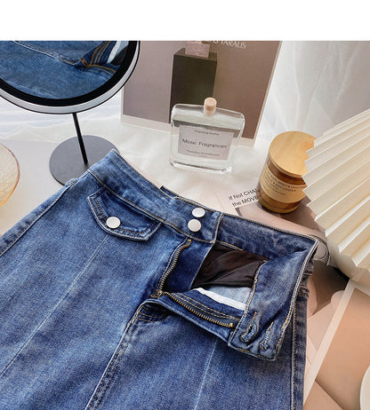 Hong Kong style retro simple slim high waist skirt fashion  5669