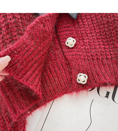Single breasted V-neck Vintage French sweater coat  6182