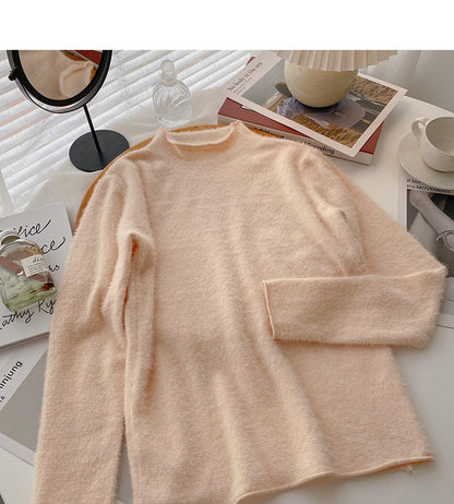 Korean half high collar versatile candy colored bottomed sweater  6557