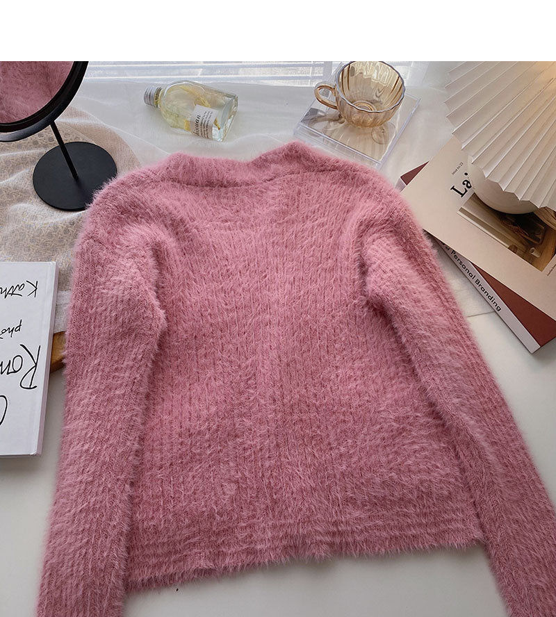 Korean small sweet and gentle V-Neck long sleeve top  6031