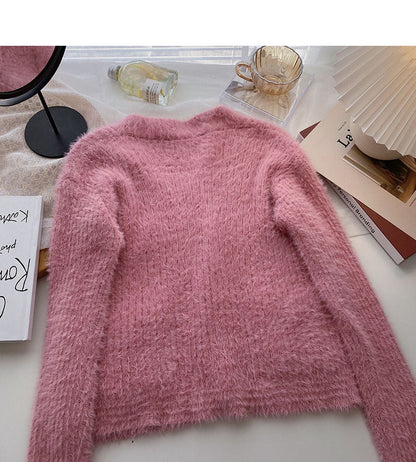 Korean small sweet and gentle V-Neck long sleeve top  6031