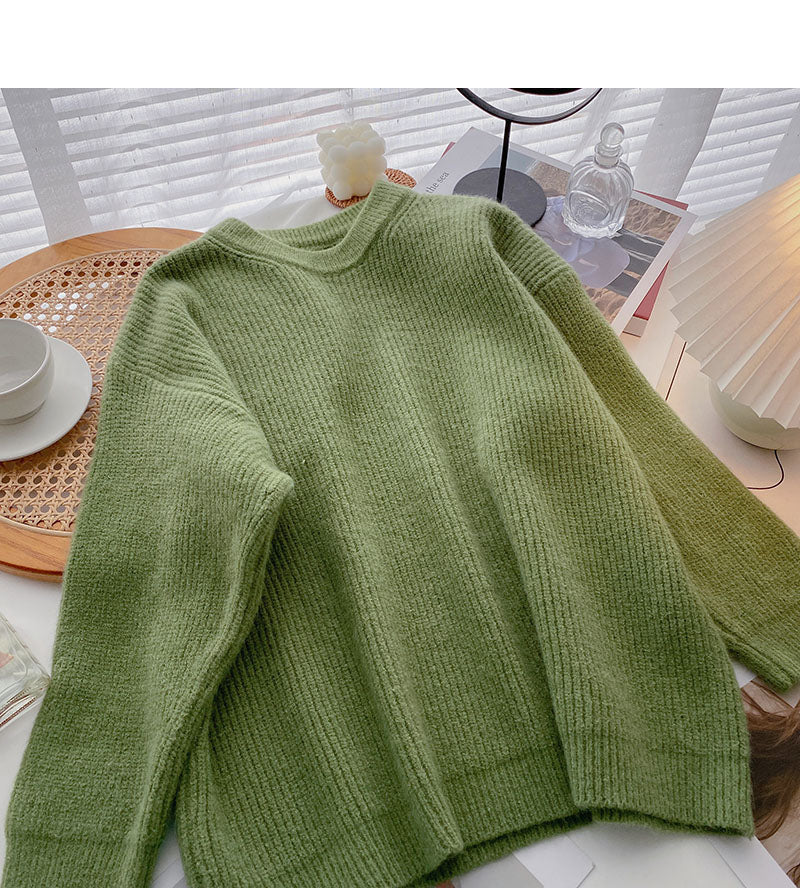 The new Korean version is lazy and slim, with long sleeved Pullover Top  5937