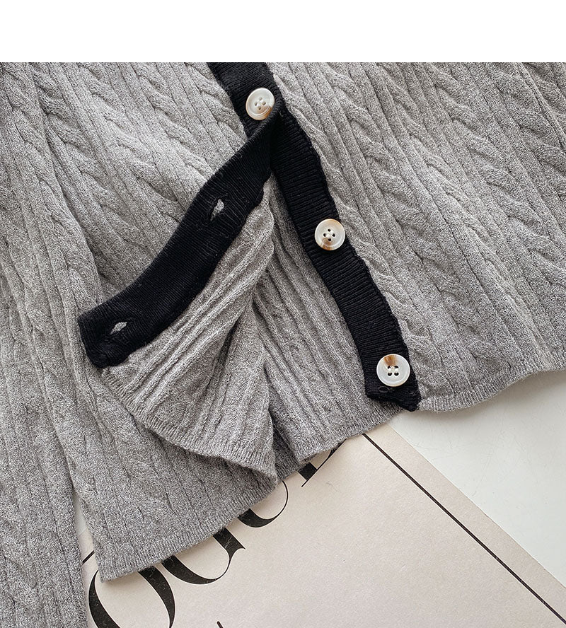 Korean version of simple leisure and versatile lazy long sleeve short top  6576