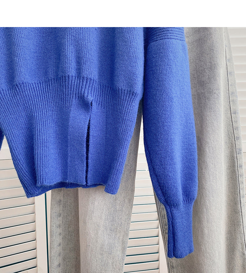Niche design personalized split thin long sleeve top 6168