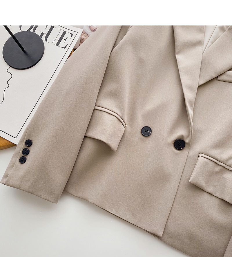 Temperament long sleeve suit coat two button design fashion thin top  6219