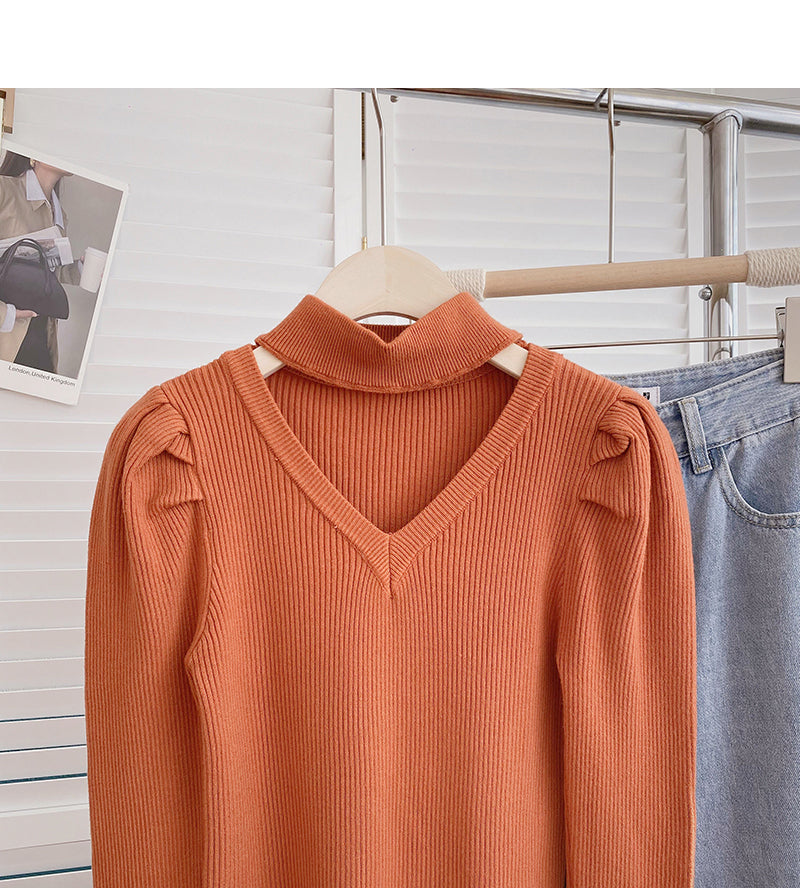 Design sense personalized sweater stand collar top  6520