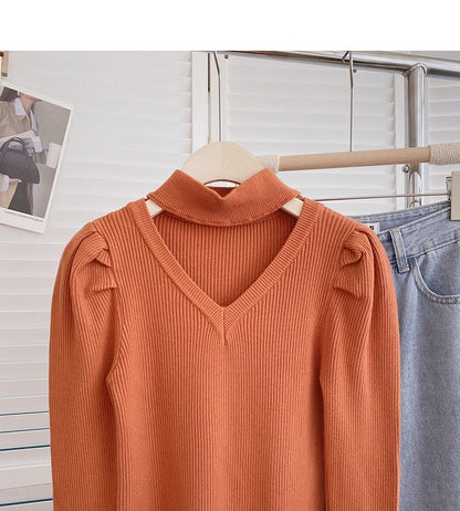 Design sense personalized sweater stand collar top  6520