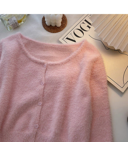 Korean style sweet little man long sleeve short cardigan top  5955