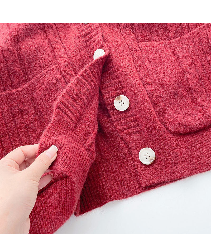 Minority retro V-neck twist Long Sleeve Jacket  6109