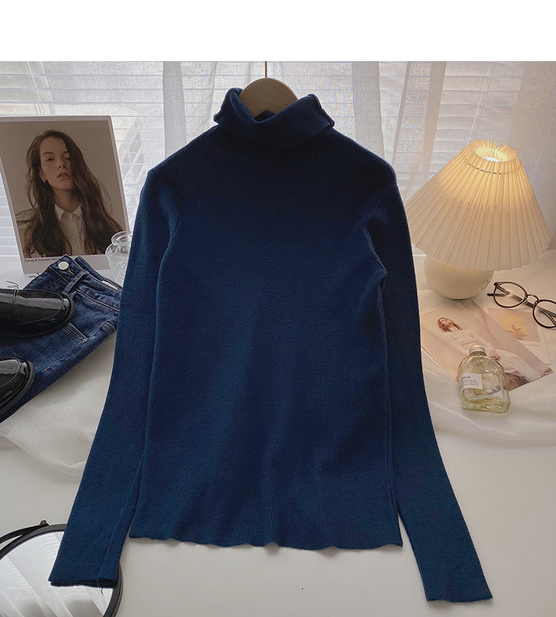 Korean high neck Pullover long sleeve slim slim top  6646