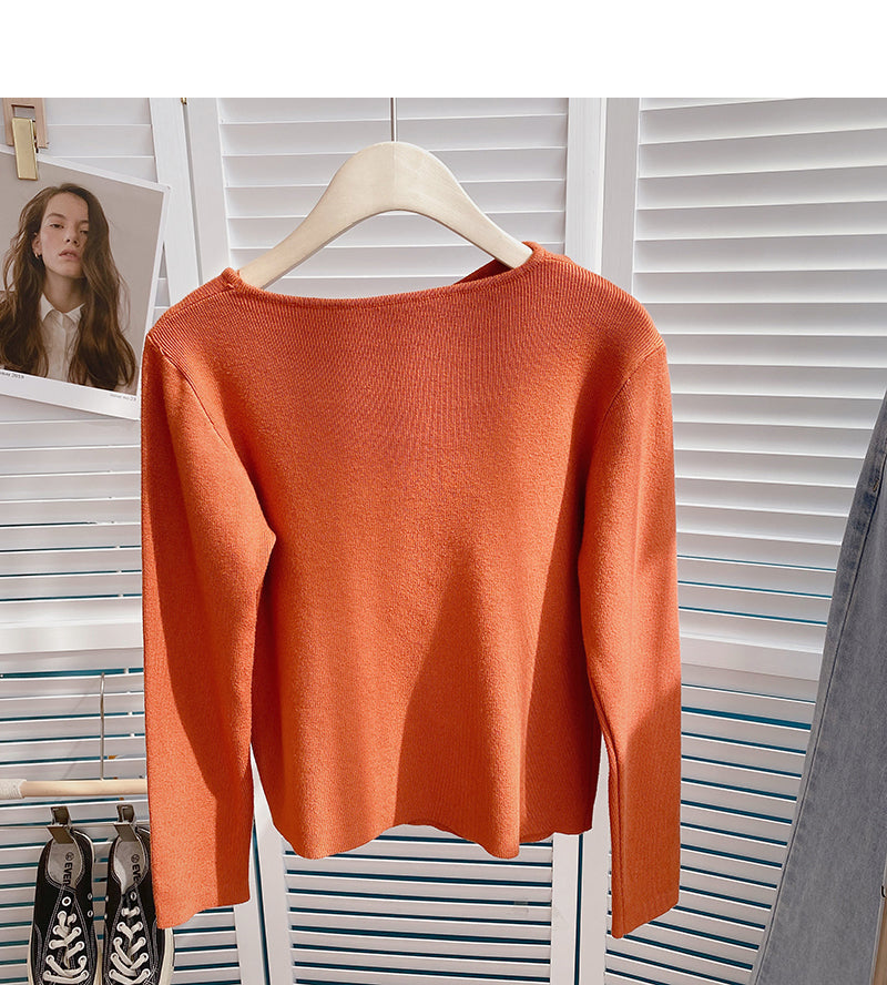 Small design hollow round neck sweater  6629