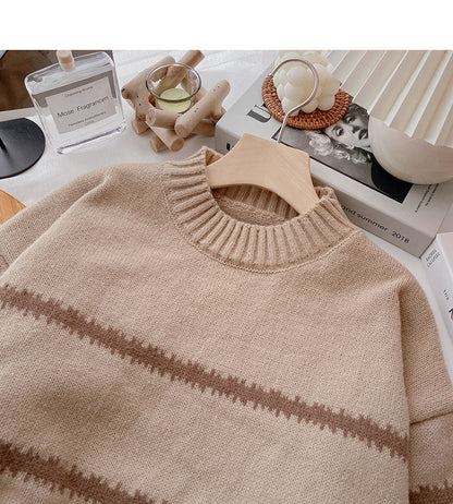 Hong Kong Style Vintage stripe slim long sleeve top  6028
