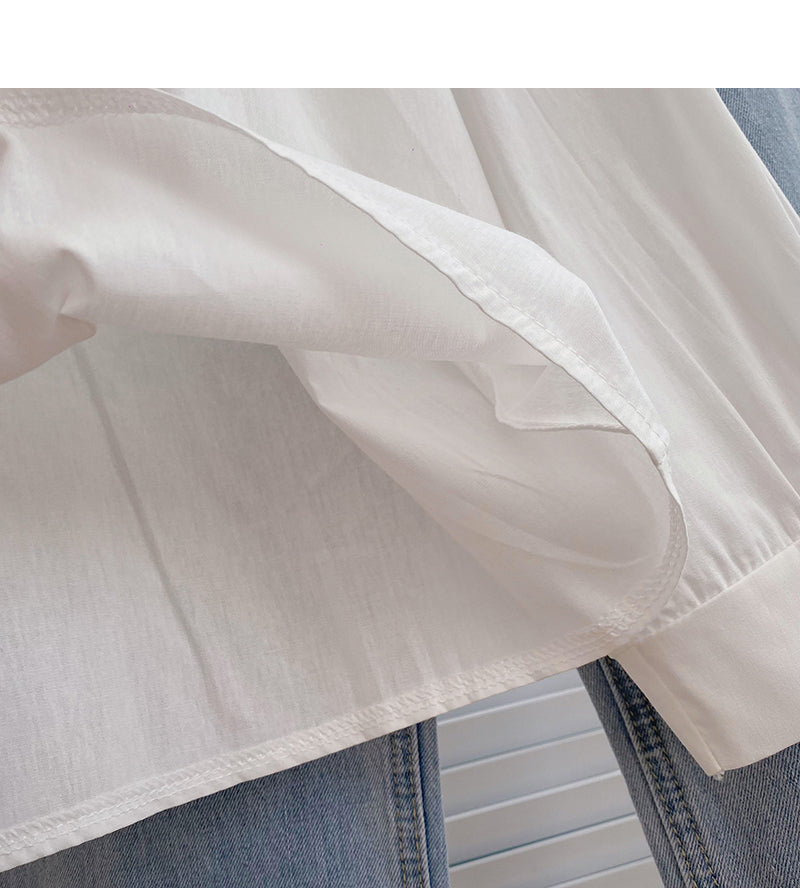 Embroidered Baby collar Vintage Art shirt  6416