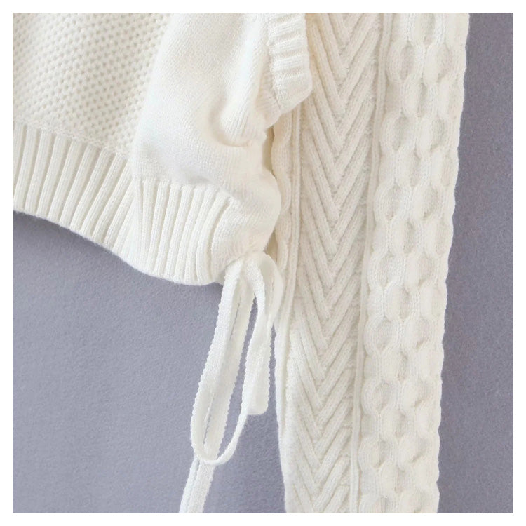 Sweet fake two collarbone hollowed out long sleeved knitted sweaters  7164
